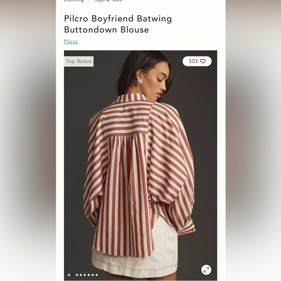 Anthropologie Pilcro Boyfriend Button Down Blouse - Picture 3 of 4